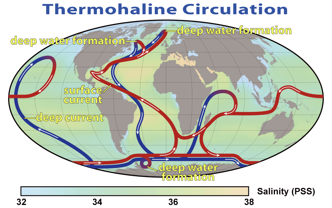 Een schematische voorstelling van de AMOC - NASA Earth Observatory
