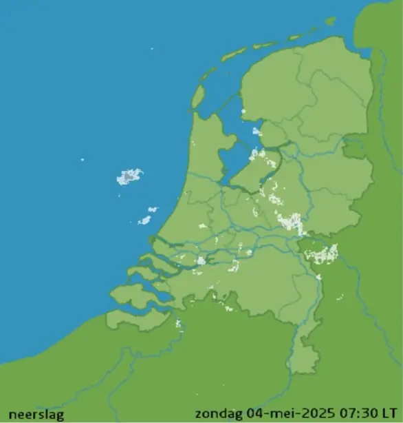 De radar van het KNMI liet het buienstraatje mooi zien - KNMI