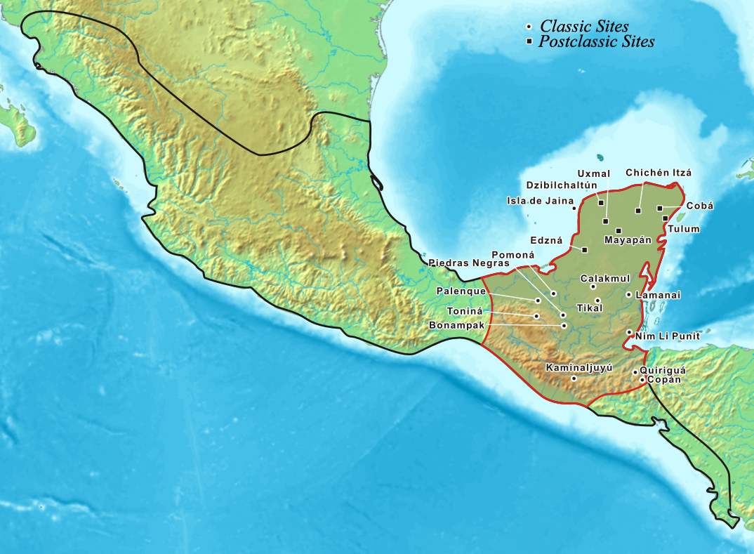 Het gebied van de Maya's tijdens hun bloeiperiode - Wikipedia