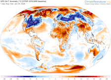 De band met kou, zoals die om het poolgebied heen ligt - Climate Reanalyzer