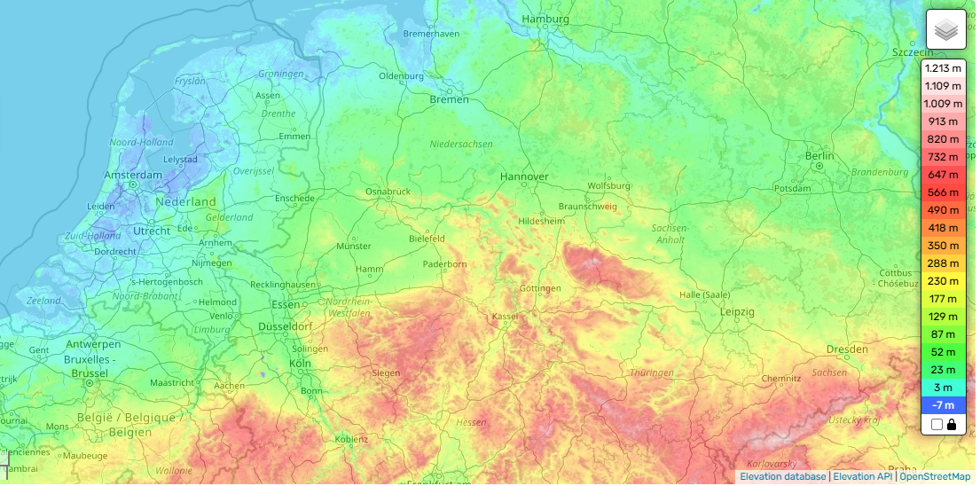 Het reliëf in Duitsland - OpenStreetMap