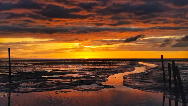 Zonsopkomt boven de Waddenzee - Jannine Sanders