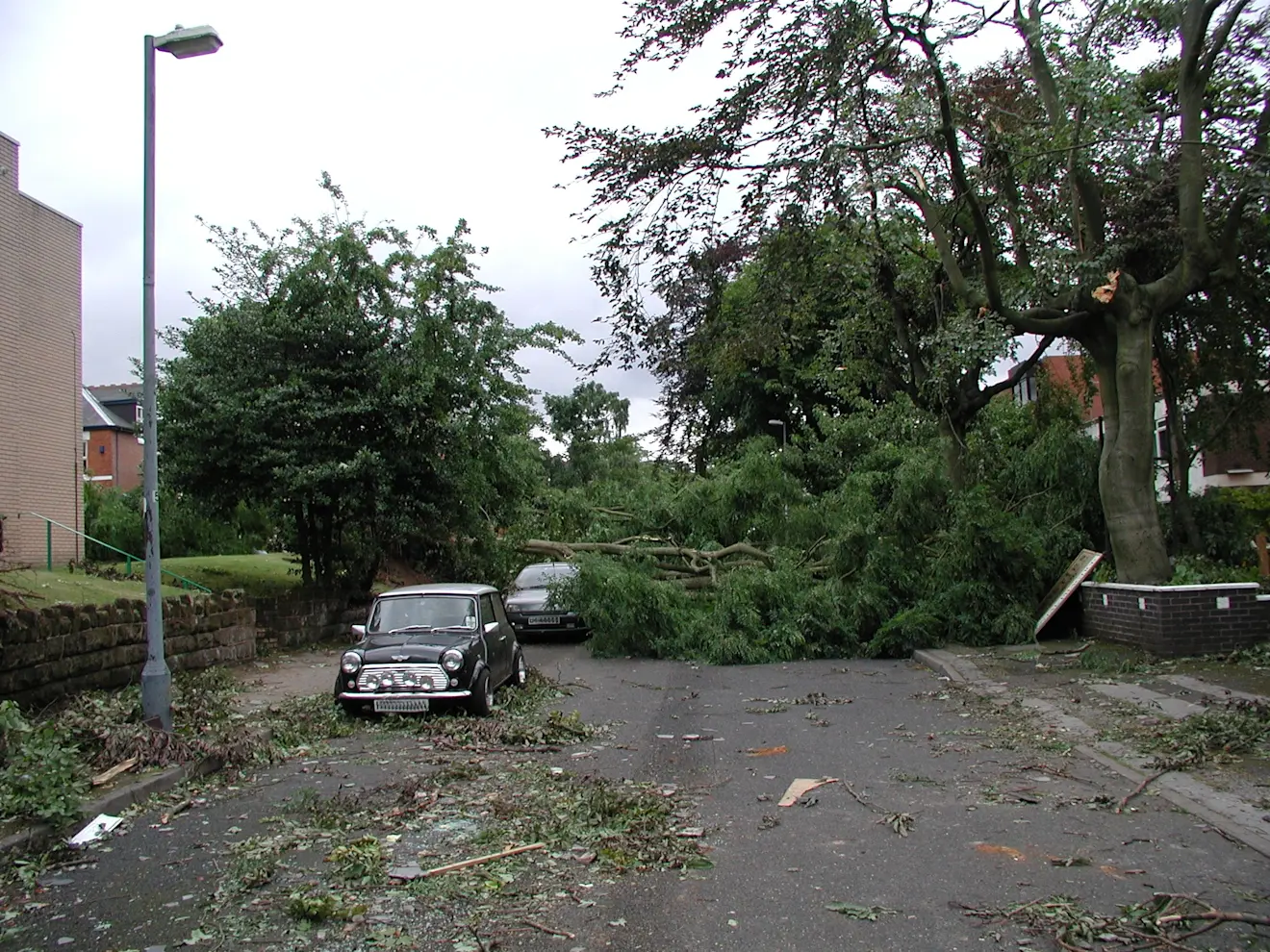 Eén van de straten in Birmingham, na passage van de tornado op 28 juli 2005 - Wikipedia