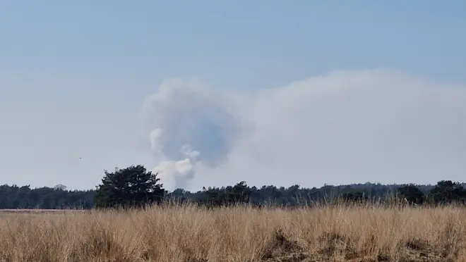De brand op de Edese heide, gezien vanuit de omgeving van Arnhem, - Reinout van den Born