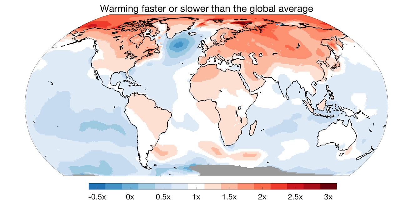 Het tempo van opwarming, relatief ten opzichte van het gemiddelde - Ed Hawkins