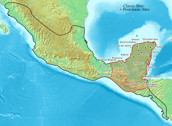 Het gebied van de Maya's tijdens hun bloeiperiode - Wikipedia