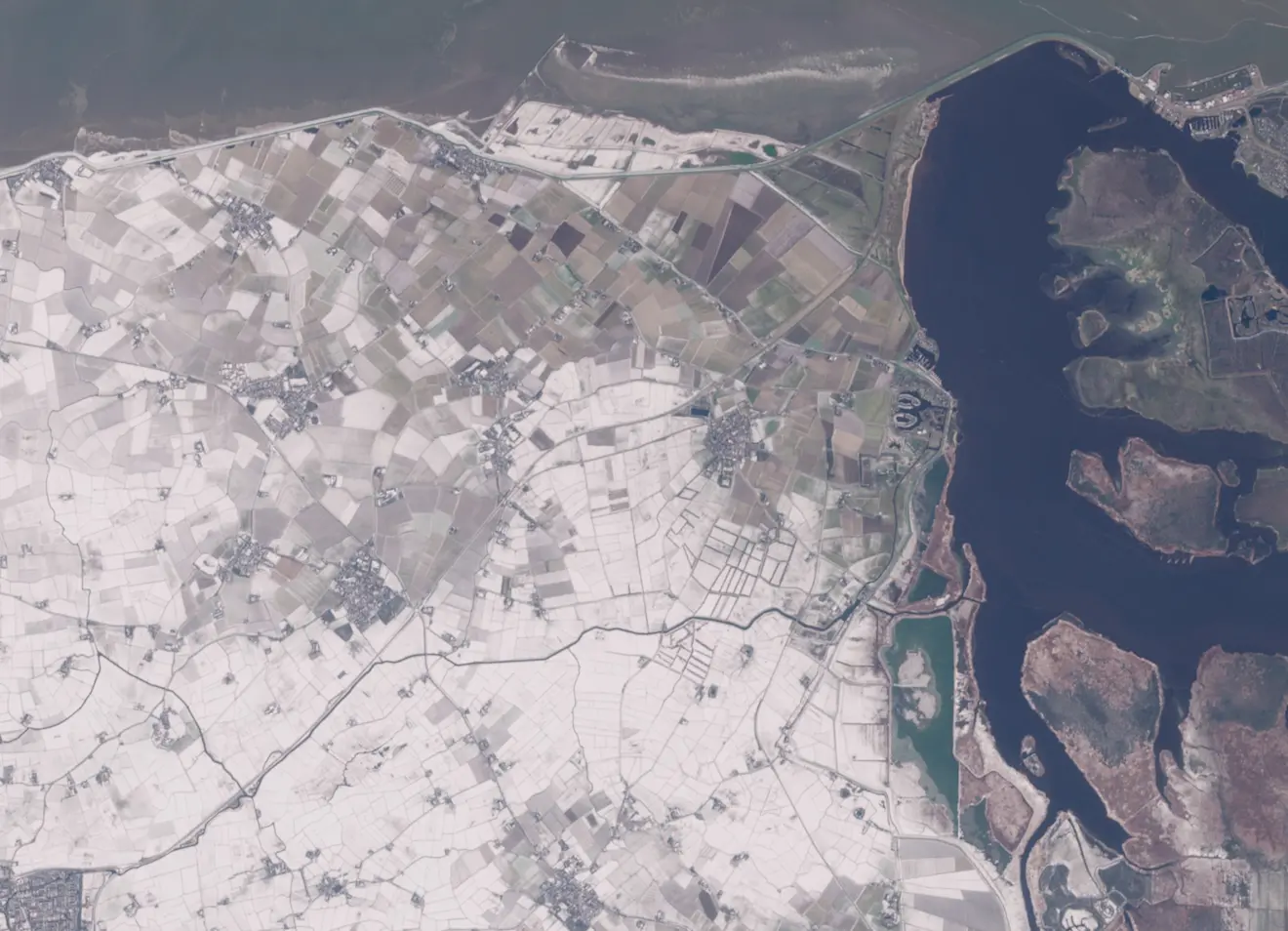 Het noordoosten van Friesland in de sneeuw - Copernicus Sentinel-2