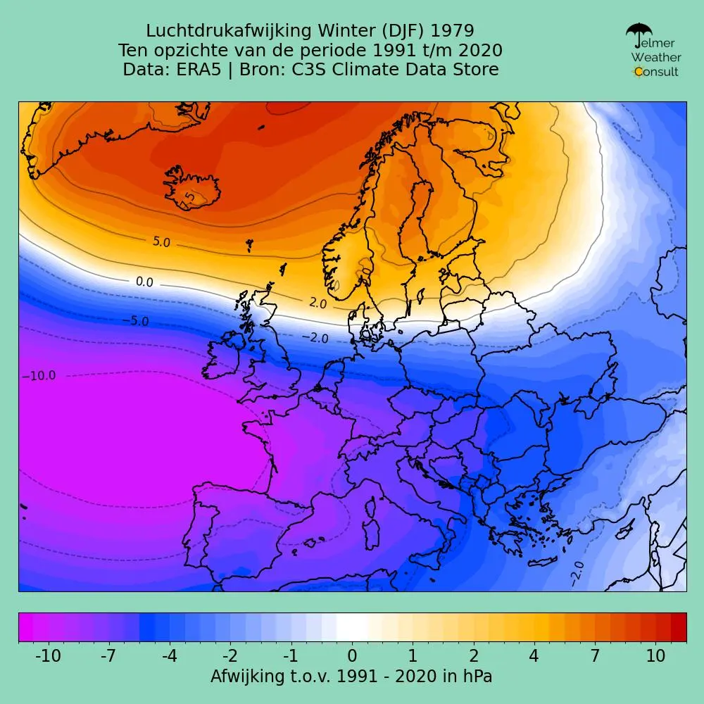 De afwijking van de luchtdruk in de winter van 1979 - Jelmer van der Graaff