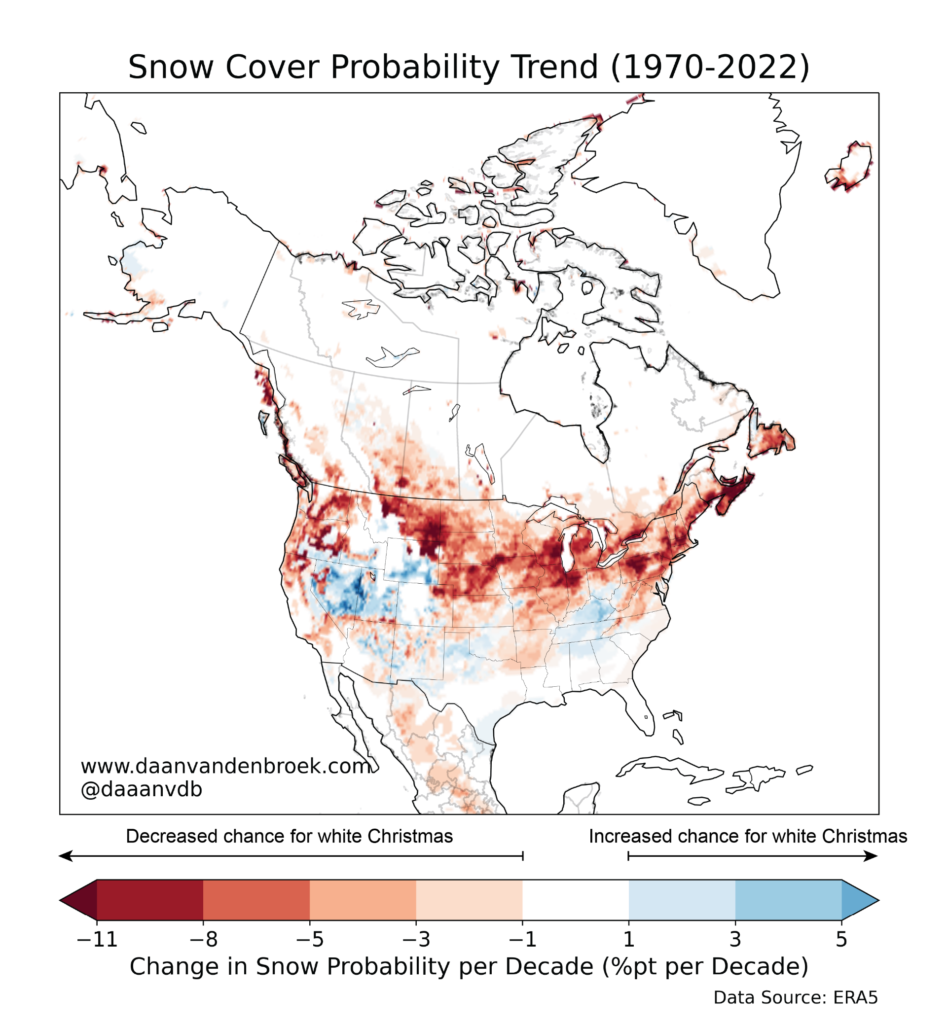 De trend van de laatste 40 jaar in de kansen op een Witte Kerst - Daan van den Broek
