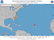 Gordon ligt midden op de Oceaan, bij de VS wordt een systeem in de gaten gehouden - National Hurricane Center