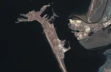 Cádiz, gezien vanuit de satelliet.