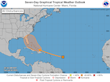 Later deze week komt er mogelijk een nieuwe tropische depressie - National Hurricane Center