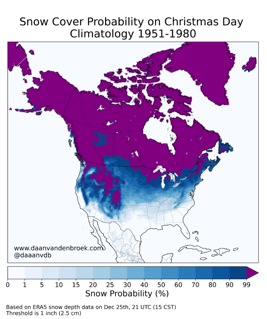 De kansen op een Witte Kerst in de periode van 1951 tot en met 1980 - Daan van den Broek