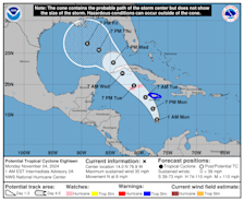 De verwachte koer van het potentiële nieuwe systeem - National Hurricane Center