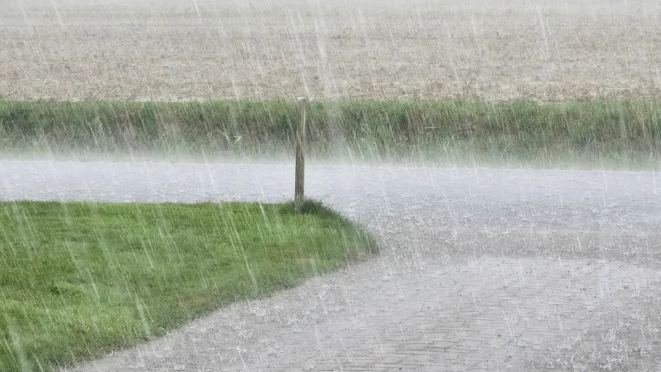Tijdens twee wolkbreuken in Roodeschool viel donderdag in korte tijd 47 millimeter regen - Jannes Wiersema