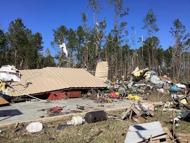 Schade door een tornado in Marion, Louisiana - NOAA