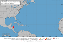 De positie van tropische storm Sara - National Hurricane Center