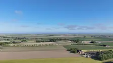 Het gemaaide gras in het noordoosten begint door de droogte steeds bruiner te worden - Jannes Wiersema