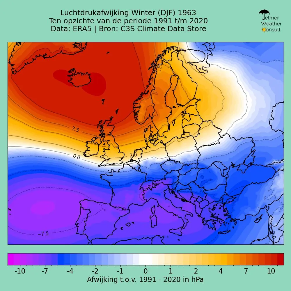 De afwijking van de luchtdruk in de winter van 1963 - Jelmer van der Graaff
