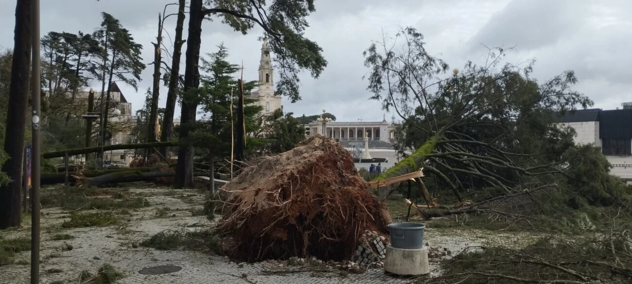 Schade in Fatima door storm Kristin - foto gemaakt door beheer van het heiligdom