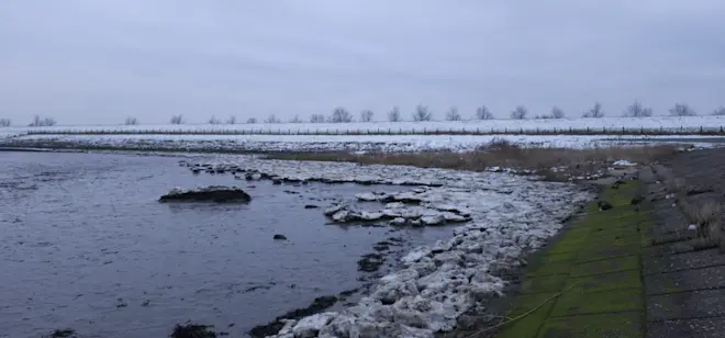 Een klein beetje pakijs al aan de randen van de Dollard in het noordoosten van Nederland - Geert Molema