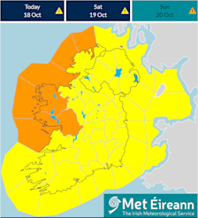 Voor het noordwesten van Ierland is voor morgen een code oranje afgegeven - Ierse weerdienst