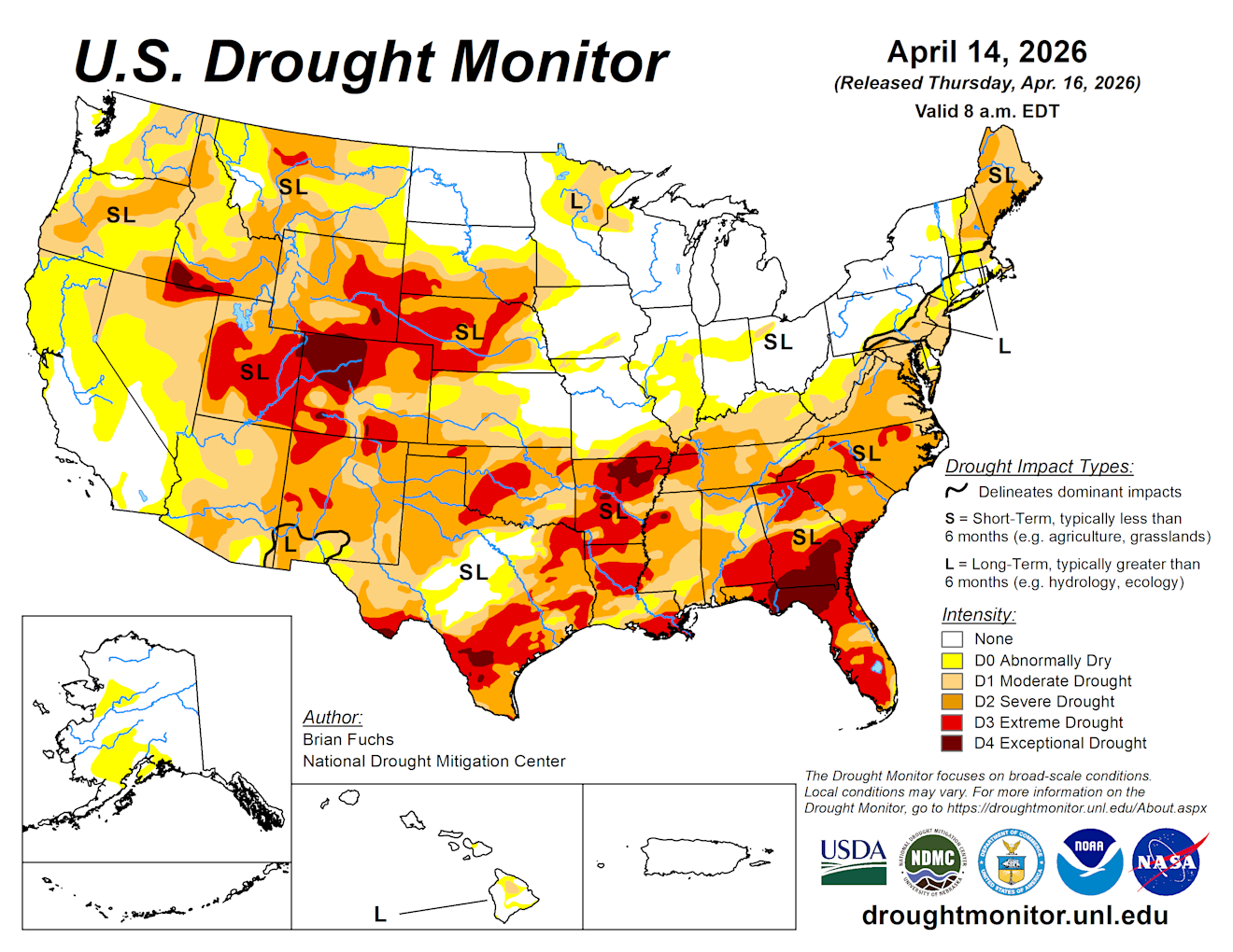 Het overgrote deel van de VS heeft nu met droogte te kampen - US drought monitor