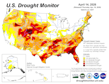 Het overgrote deel van de VS heeft nu met droogte te kampen - US drought monitor