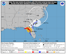 De verdere koers van Debby - National Hurricane Center