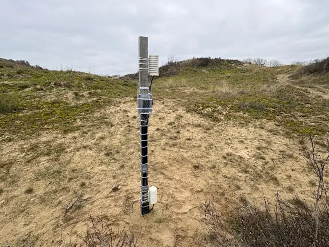De meetopstelling in Aquaduin 1, een duinpan in de buurt van het Belgische Koksijde - Pieter Bliek